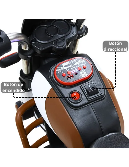 Moto Montable Eléctrica Retro Para Niños 3 Ruedas 6V Bluetooth Luces Música Desde 3 Años Hasta 25 Kg | Joykoo Tienda Oficial
