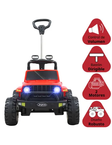 Montable Eléctrico Para Niños Con Bastón Dirigible Luces y Sonido Batería Recargable 12V A Partir De 3 Años Hasta 25 kg | Joykoo Tienda Oficial