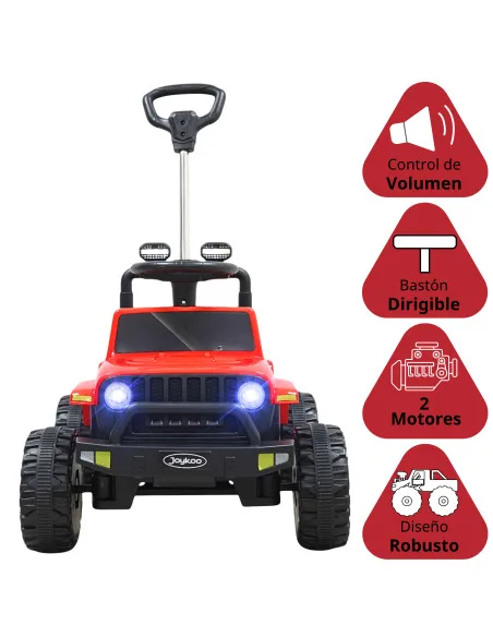Montable Eléctrico Para Niños Con Bastón Dirigible Luces y Sonido Batería Recargable 12V A Partir De 3 Años Hasta 25 kg | Joykoo Tienda Oficial