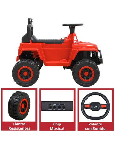Montable Eléctrico Para Niños Con Bastón Dirigible Luces y Sonido Batería Recargable 12V A Partir De 3 Años Hasta 25 kg | Joykoo Tienda Oficial