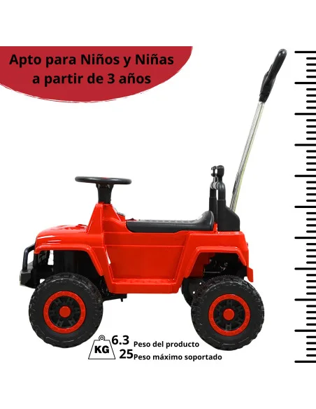 Montable Eléctrico Para Niños Con Bastón Dirigible Luces y Sonido Batería Recargable 12V A Partir De 3 Años Hasta 25 kg | Joykoo Tienda Oficial
