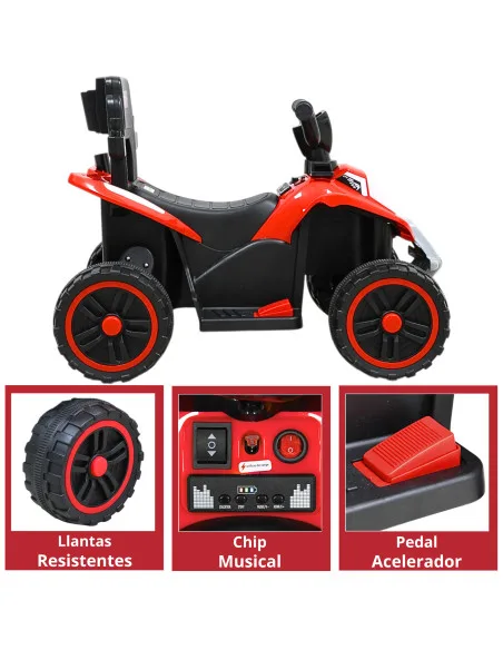 Montable Eléctrico para Niños 6V con Bastón Dirigible Luces y Música, Pedal Acelerador Apto a partir de 3 o hasta 25 kg | Joykoo Tienda Oficial
