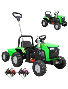 Montable Eléctrico Para Niños Mini Tractor Con Bastón Dirigible Volante Y Pedal Acelerador Luces Música Batería 12V Joykoo - 1
