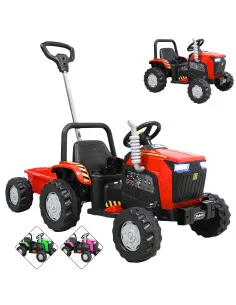 Montable Eléctrico Para Niños Mini Tractor Con Bastón Dirigible Volante Y Pedal Acelerador Luces Música Batería 12V Joykoo - 1 2
