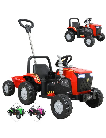 Montable Eléctrico Para Niños Mini Tractor Con Bastón Dirigible Volante Y Pedal Acelerador Luces Música Batería 12V | Joykoo Tienda Oficial
