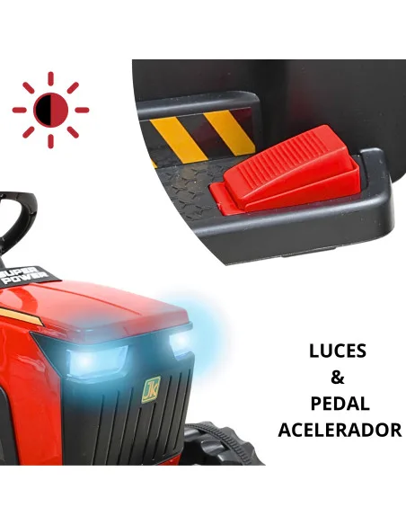 Montable Eléctrico Para Niños Mini Tractor Con Bastón Dirigible Volante Y Pedal Acelerador Luces Música Batería 12V | Joykoo Tienda Oficial