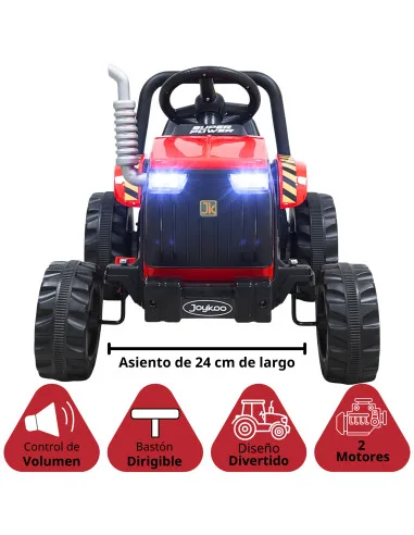 Montable Eléctrico Para Niños Mini Tractor Con Bastón Dirigible Volante Y Pedal Acelerador Luces Música Batería 12V | Joykoo Tienda Oficial