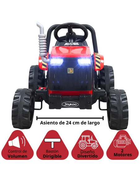 Montable Eléctrico Para Niños Mini Tractor Con Bastón Dirigible Volante Y Pedal Acelerador Luces Música Batería 12V | Joykoo Tienda Oficial