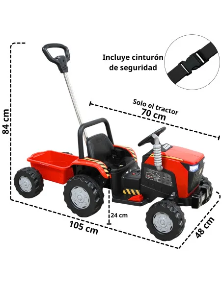 Montable Eléctrico Para Niños Mini Tractor Con Bastón Dirigible Volante Y Pedal Acelerador Luces Música Batería 12V | Joykoo Tienda Oficial