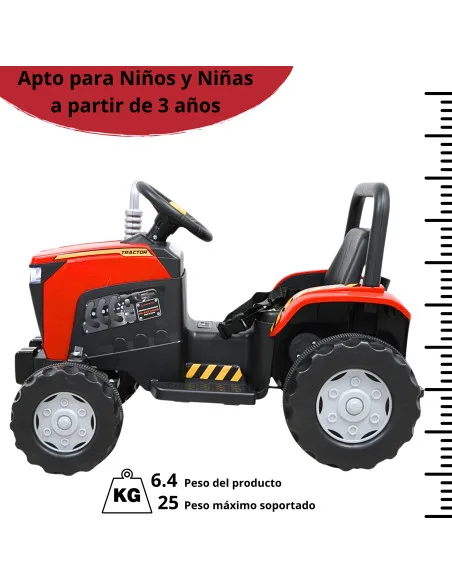 Montable Eléctrico Para Niños Mini Tractor Con Bastón Dirigible Volante Y Pedal Acelerador Luces Música Batería 12V | Joykoo Tienda Oficial