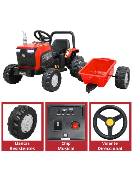 Montable Eléctrico Para Niños Mini Tractor Con Bastón Dirigible Volante Y Pedal Acelerador Luces Música Batería 12V | Joykoo Tienda Oficial