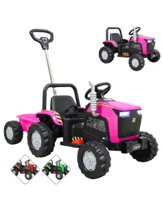 Montable Eléctrico Para Niños Mini Tractor Con Bastón Dirigible Volante Y Pedal Acelerador Luces Música Batería 12V Joykoo - 17