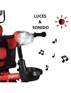 Triciclo Evolutivo para Niños Giratorio 360 con Luz y Sonido Ruedas de Eva Toldo y Bastón de Empuje Joykoo - 1 2