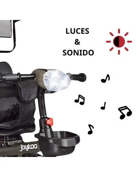 Triciclo Evolutivo para Niños Giratorio 360 con Luz y Sonido Ruedas de Eva Toldo y Bastón de Empuje | Joykoo Tienda Oficial