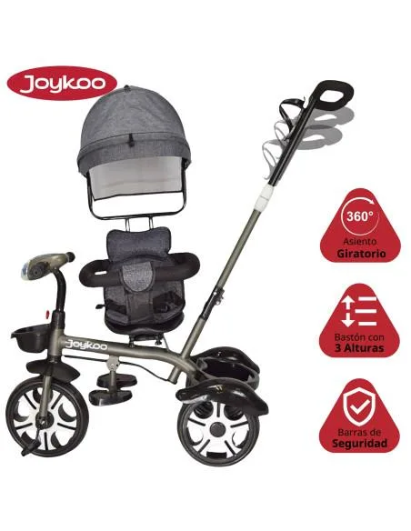 Triciclo Evolutivo para Niños Giratorio 360 con Luz y Sonido Ruedas de Eva Toldo y Bastón de Empuje | Joykoo Tienda Oficial
