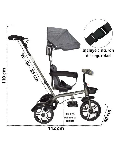 Triciclo Evolutivo para Niños Giratorio 360 con Luz y Sonido Ruedas de Eva Toldo y Bastón de Empuje | Joykoo Tienda Oficial