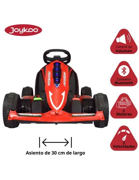 Montable Electrico Go Kart para Niños Largo Ajustable Luz 12v | Joykoo Tienda Oficial