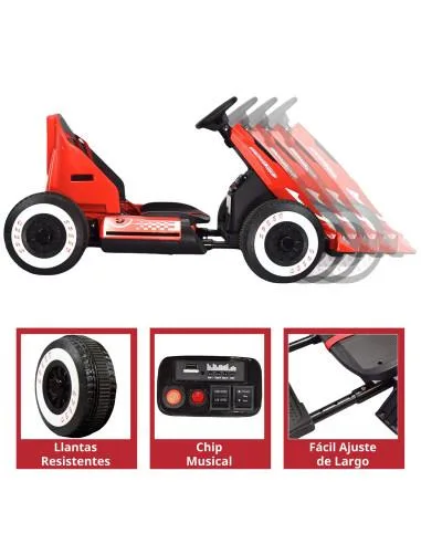 Montable Electrico Go Kart para Niños Largo Ajustable Luz 12v | Joykoo Tienda Oficial