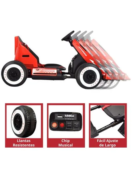 Montable Electrico Go Kart para Niños Largo Ajustable Luz 12v | Joykoo Tienda Oficial