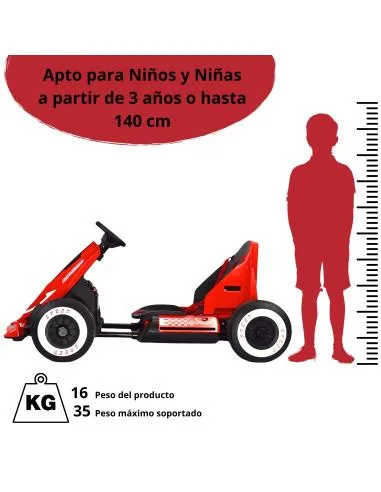 Montable Electrico Go Kart para Niños Largo Ajustable Luz 12v | Joykoo Tienda Oficial