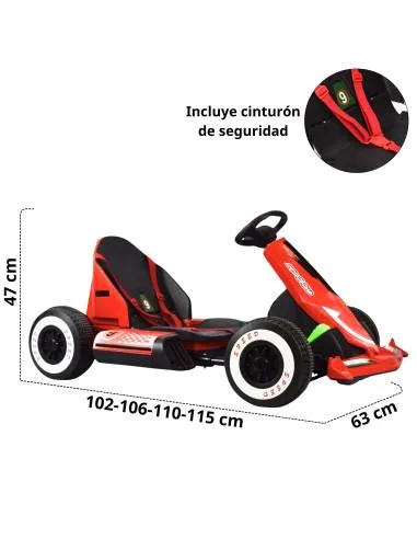 Montable Electrico Go Kart para Niños Largo Ajustable Luz 12v | Joykoo Tienda Oficial