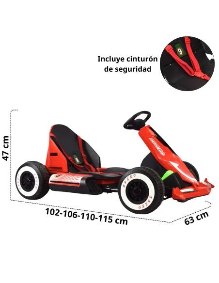Montable Electrico Go Kart para Niños Largo Ajustable Luz 12v | Joykoo Tienda Oficial