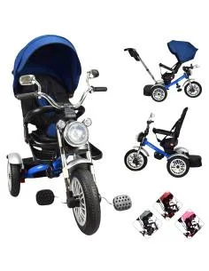 Triciclo para Niños Asiento Reclinable Giratorio 360 Luz y Sonido Llantas de Goma Joykoo - 1