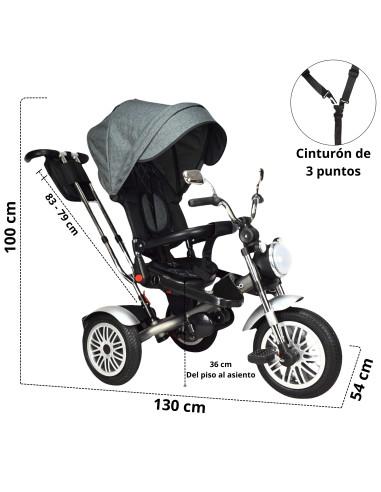 Triciclo para Niños Asiento Reclinable Giratorio 360 Luz y Sonido Llantas de Goma | Joykoo Tienda Oficial