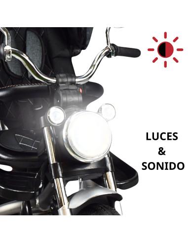 Triciclo para Niños Asiento Reclinable Giratorio 360 Luz y Sonido Llantas de Goma | Joykoo Tienda Oficial
