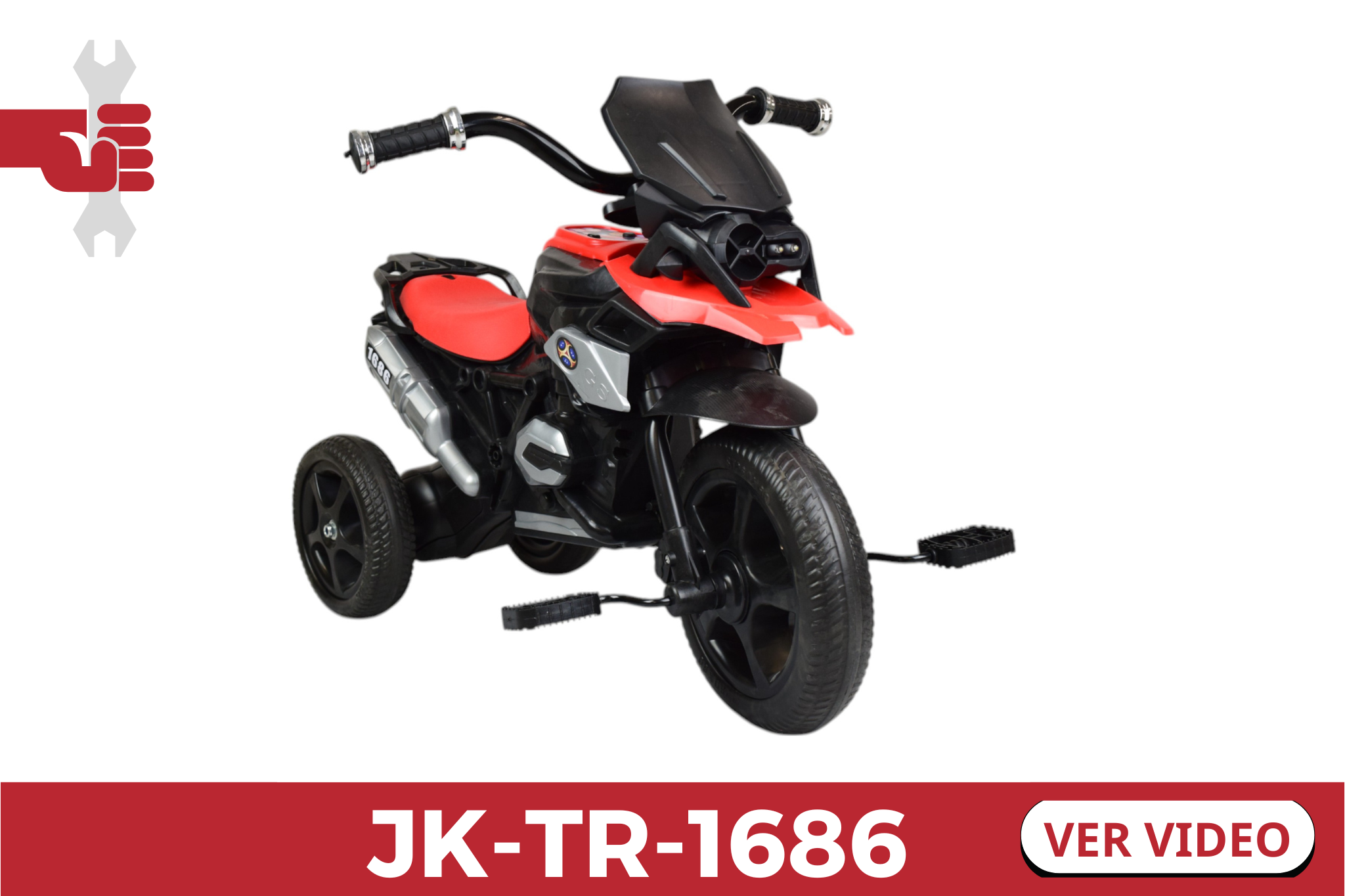 Motocicleta montable el&eacute;ctrica infantil modelo JK-TR-1686 &ndash; imagen para video de ensamblaje Joykoo